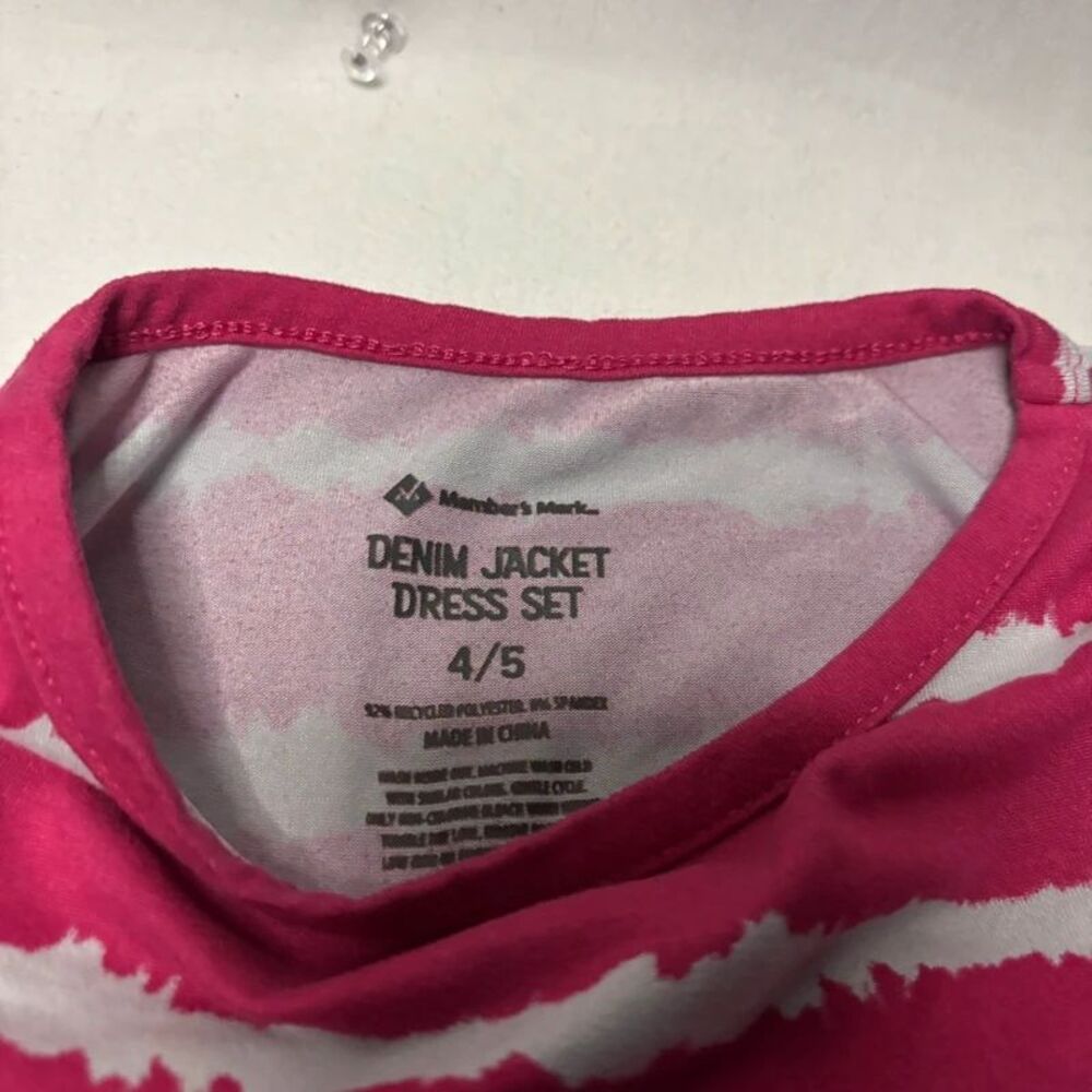 Member’s Mark Pink White Striped Dress Size 4/5 | Girls Short Sleeve - Picture 2 of 5
